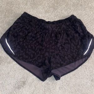 Lululemon black cheetah hotty hot shorts